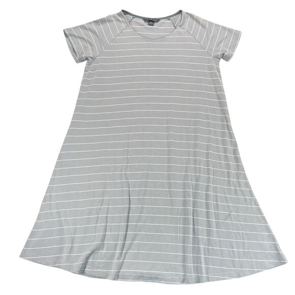 Free Fly Shirt Dress Womens Sz XL Bamboo Dockside Gray White Striped Comfy Cozy - Picture 12 of 12